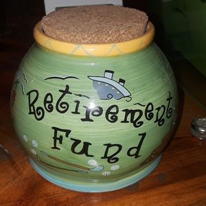 Retirement fund coin jar hand painted